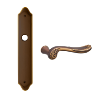 1020 Lord deurkruk op langschild WC55/8, matbrons