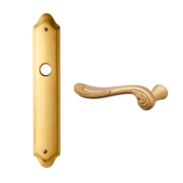 1020L Lord deurkruk op langschild blind linkswijzend, satinmessing/messing gepolijst 