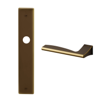 1030L Link deurkruk op langschild PC55 linkswijzend, matbrons