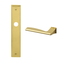 1030L Link deurkruk op schild PC92 linkswijzend, satinmessing