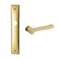 1070 Ola deurkruk op schild WC63/8, messing gepolijst