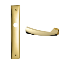 1130L Mitos deurkruk op schild BB56 linkswijzend, messing gepolijst