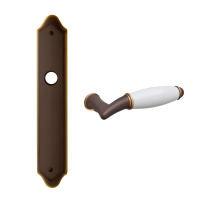 1200 Melody deurkruk op langschild WC63/8, matbrons