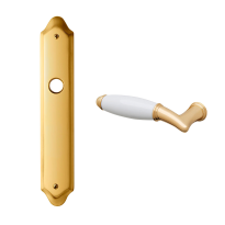 1200L Melody deurkruk op langschild PC55 linkswijzend, messing gepolijst