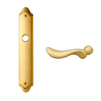 1210L Norma deurkruk op langschild blind linkswijzend, satinmessing