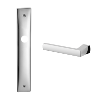 1290L Fan deurkruk op schild PC72 linkswijzend, chroom