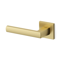 1291L Fan deurkruk op rozet linkswijzend, satinmessing