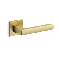 1291R Fan deurkruk op rozet rechtswijzend, satinmessing