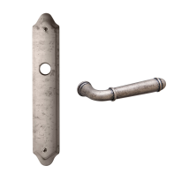 1340 Hartu deurkruk op langschild PC55, antiek chroom