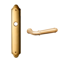 1340 Hartu deurkruk op langschild WC63/8, messing gepolijst