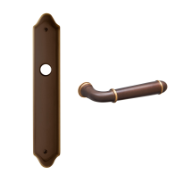 1340 Hartu deurkruk op langschild WC72/8, matbrons