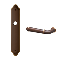 1340L Hartu deurkruk op langschild PC55 linkswijzend, matbrons