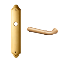 1340L Hartu deurkruk op langschild PC72 linkswijzend, satinmessing