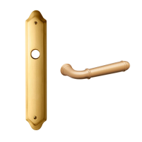 1340R Hartu deurkruk op langschild PC55 rechtswijzend, satinmessing