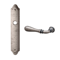 1420L Gou deurkruk op langschild blind linkswijzend, antiek chroom