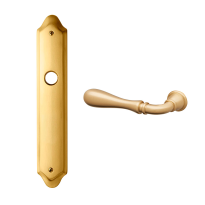 1420L Gou deurkruk op langschild PC85 linkswijzend, satinmessing