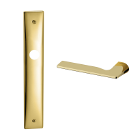 1460L Kiri deurkruk op schild BB72 linkswijzend, messing gepolijst