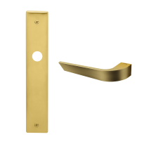 1500L Nuria deurkruk op schild blind linkswijzend, satinmessing