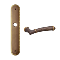 1510R Aurora deurkruk op langschild rechtswijzend, matbrons