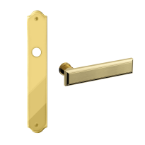 1740 Kuki deurkruk op langschild BB72, messing gepolijst/satinmessing