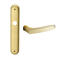 1880R Frame deurkruk op langschild PC55 rechtswijzend, satinmessing/messing gepolijst