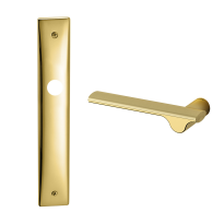 3190L Ara deurkruk op langschild PC85 linkswijzend, satinmessing/messing gepolijst