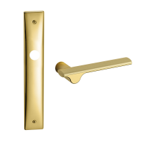 3190R Ara deurkruk op langschild PC85 rechtswijzend, satinmessing/messing gepolijst