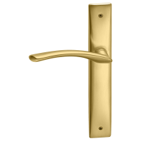 350L Zoom deurkruk op langschild linkswijzend, satinmessing