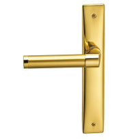 360L Tuc deurkruk op langschild PC55 linkswijzend, satinmessing/messing gepolijst
