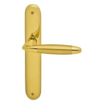 460 Totem deurkruk op langschild WC55/8, messing gepolijst/satinmessing