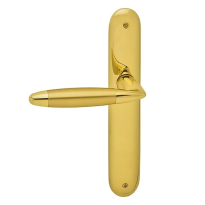 460L Totem deurkruk op langschild PC72 linkswijzend, messing gepolijst/satinmessing