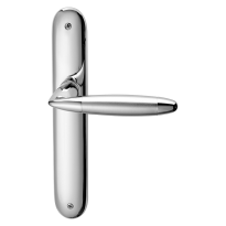 460R Totem deurkruk op langschild PC92 rechtswijzend, chrome/satinchrome