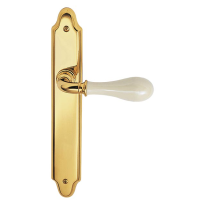 640R Doge deurkruk op langschild PC55 rechtswijzend, messing gepolijst