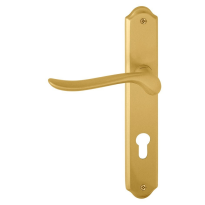 690L Rondo deurkruk op langschild PC92 linkswijzend, satinmessing