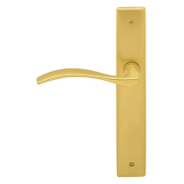 710L Zen deurkruk op langschild BB56 linkswijzend, satinmessing/messing gepolijst