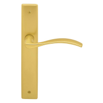 710R Zen deurkruk op langschild blind rechtswijzend, satinmessing/messing gepolijst