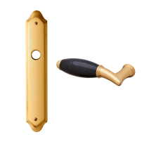 8000L Paros deurkruk op langschild PC55 linkswijzend, messing gepolijst