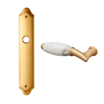 8000L Paros deurkruk op langschild PC55 linkswijzend, satinmessing