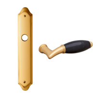 8000R Paros deurkruk op langschild PC72 rechtswijzend, messing gepolijst 