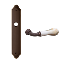 8010 Naxos deurkruk op langschild BB56, Antiek brons 