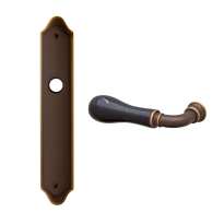 8010L Naxos deurkruk op langschild BB56 linkswijzend, matbrons