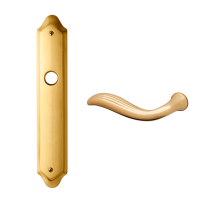 980L Plisse deurkruk op langschild linkswijzend, messing gepolijst/satinmessing 