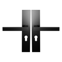 BLA138 Zwart Egaal Deurkruk op Schild Rechthoekig PC55