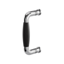 Deurgreep jaren 30 Ika RVS gepolijst met ebbenhout 130x60mm