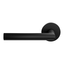 L-haaks model 19mm Deurkruk op Rozet Zwart Linkswijzend