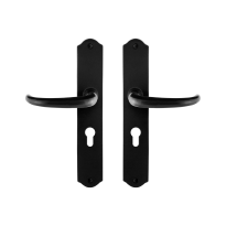 GPF6205.60 smeedijzer zwarte deurkruk Uhka op schild PC55, 238x41x4mm