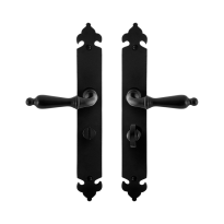 GPF6215.60 smeedijzer zwarte deurkruk Muki op langschild WC57/5, 291x41x4mm