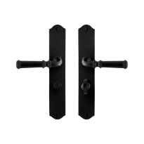 GPF6220.60 smeedijzer zwarte deurkruk Meri op schild WC55/8, 238x41x4mm