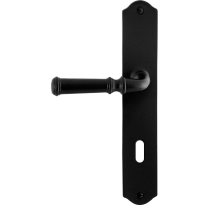GPF6220.60L/R smeedijzer zwarte deurkruk Meri op schild BB72 238x41x4mm, links-/rechtswijzend