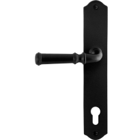 GPF6220.60L/R smeedijzer zwarte deurkruk Meri op schild PC92 238x41x4mm, links-/rechtswijzend